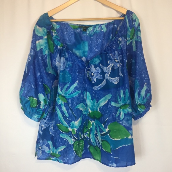 Lauren Ralph Lauren Tops - Lauren Ralph Lauren | Silk Peasant Top | Sz XL